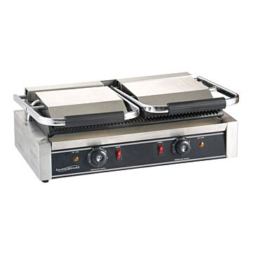 Contactgrill Combisteel, dubbel, geribbeld/geribbeld,   58(b)x19(h)x41(d), 230V/3600W