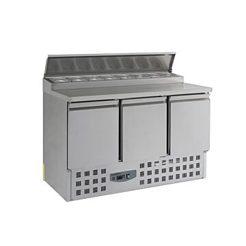 Saladette Combisteel, 3 deuren, 8x1/6GN, 137(b)x97(h)x70(d), 230V/340W