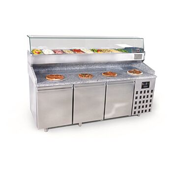 Pizzawerkbank Combisteel, 3 deuren, 210(b)x108(h)x80(d), 230V/210W