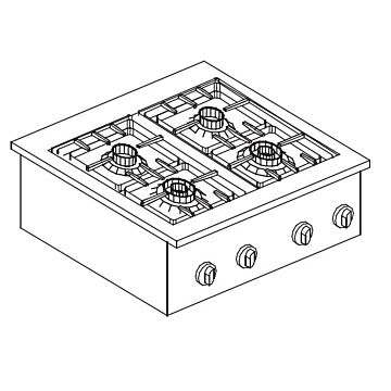 GAS KOOKUNIT 4 BR. 18KW, Combisteel, 7266.0015