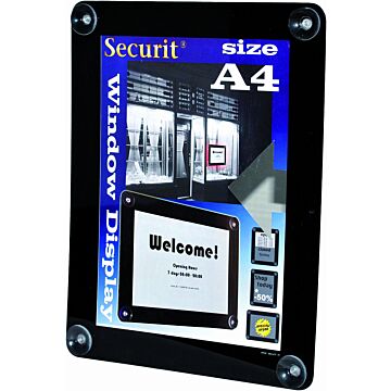 Raamdisplay posterframe Securit, A4, Zwart