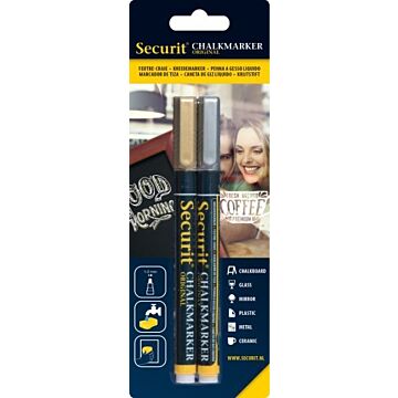 Krijtstift Securit, Dun, 2 stuks Goud en Zilver, SMA100