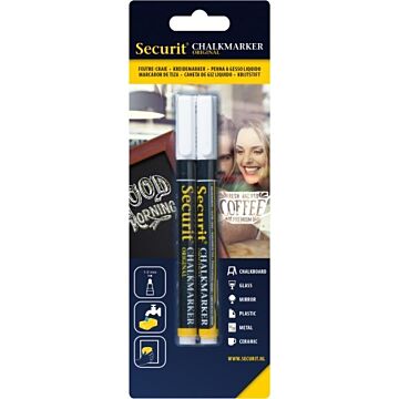 Krijtstift Securit, Dun, 2 stuks Wit, SMA100