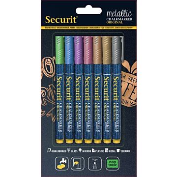 Krijtstift Securit, Dun, 7 stuks Metallic, SMA100