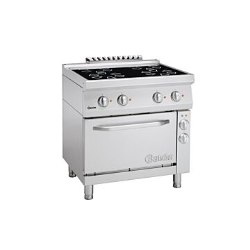 Kooktoestel keramisch Bartscher, 4 kookzones met elektrische oven, 80(b)x85/90(h)x70(d)cm, 400V/12,8kW