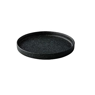 Bord opstaande rand zwart met blauwe spikkels 22cm, doos van 2 stuks