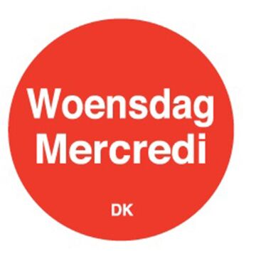 Permanente sticker woensdag 19 mm 1000/rol