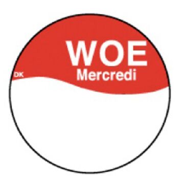 Perm. sticker m/schrijfvl. woensdag 19 mm 1000/rol