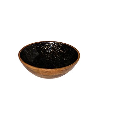Houten kom zwart Ø25 x 7,5 cm, doos van 2 stuks