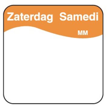 Vol. oplosbare sticker zaterdag 25 mm 500/rol