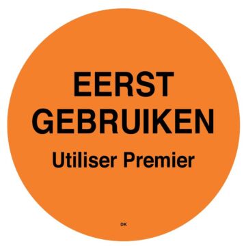 Permanente sticker 'eerst gebruiken' 500/rol