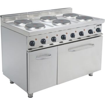 Gasfornuis Saro, 6 pits met elektrische oven, 120(b)x85(h)x70(d)cm, 400V/20,7kW