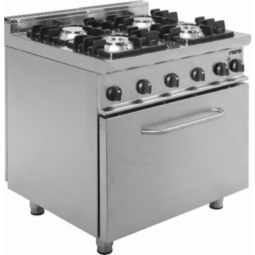 Gasfornuis Saro, 4 branders met elektrische oven, 80(b)x85(h)x70(d)cm, 400V/5,48kW, gas: 24kW