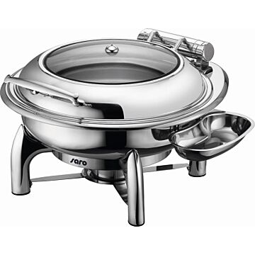 Chafing Dish Saro, Model JESSIE, RVS, rond 6L, zelfsluitende deksel, compleet 