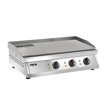 Saro Electrische grillplaat (gegroefd+glad) Model FRY TOP GH 760 R, 50(B)x84,5(D)x24,5(H)cm, 400V/9000W