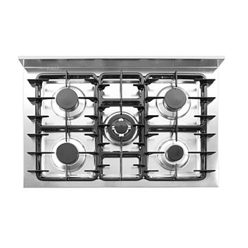Gasfornuis Hendi, 5 pits met elektrische oven, 90x85/90(h)x65,5cm, 14,3kW, extra bovenelement
