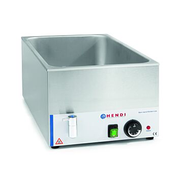 Hendi Bain-marie Kitchen Line met wateraftapkraan, RVS, 54(b)x34(d)x25(h)cm, 238912
