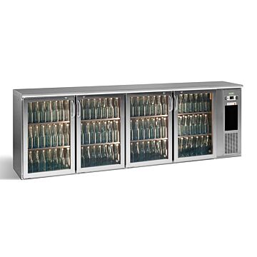 Flessenkoeling 4-Deurs, Chroomstaal, Gamko E3/2222GMUCS, 722 Flessen 33cl., 728L, ECO-Line, 2542x492x840/860-880mm