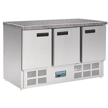 Koelwerkbank Polar, 3 deuren, 137(b)x88(h)x70(d), 230V