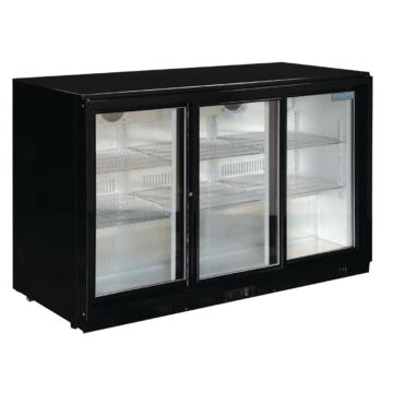 Polar G-serie 3-deurs barkoeling met schuifdeuren zwart 330L, 90(h) x 135(b) x 52(d)cm, 230V/350W