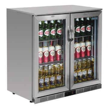 Polar G-serie 2-deurs barkoeling met klapdeuren RVS 208L, 90(h) x 90(b) x 52(d)cm, 230V/230W