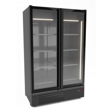 KOELKAST 2 GLASDEUREN ZWART 1200L