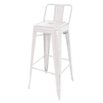 Bolero Bistro Stalen Hoge Kruk Met Rugleuning Wit (4 Stuks)