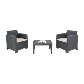Bolero Pp Fauteuil En Tafel Rieten Set Grijs