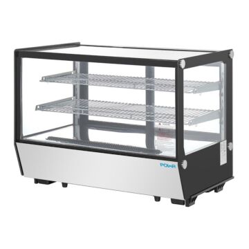 Polar G-Series aanrecht model Display Koelkast Zwarte Vierkante Glas 160Ltr