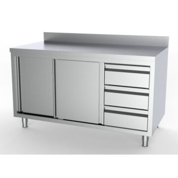 COMBISTEEL 700 WERKTAFEL SCHUIFDEUREN LADEN RECHTS MET RAND 1600, 7333.0274