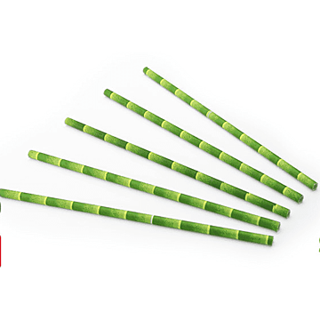 Drinkrietje papier (FSC) bamboe look, Ø 6 mm / 20cm, 24x200 per zak