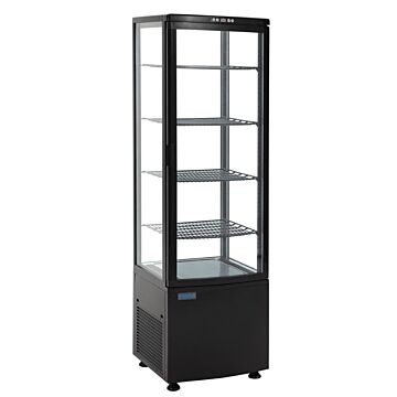 Koelvitrine Polar, 4 roosters, zwart, 235L, 52(b)x172(h)x49(d), 230V/250W