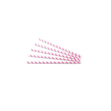 Sier Disposables Drinkrietje papier (FSC®) streep roze-wit ø 8 mm/24cm 24 zakken van 100 stuks