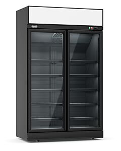 KOELKAST 2 GLASDEUREN ZWART INS-1000R BL, Combisteel, 7455.2405
