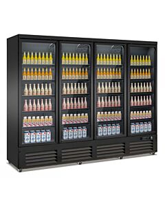 KOELKAST 4 GLASDEUREN ZWART CEB-2000R BL