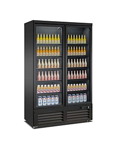 KOELKAST 2 GLASDEUREN ZWART CEB-1200R BL