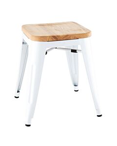 Bolero Bistro Lage Krukken Met Houten Zitkussen Wit (4 Stuks)