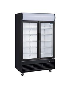 Polar G-Serie Rechtopstaande Scharnierdeur Display Koeling met Lichtbak 950Ltr Zwart