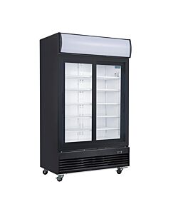 Polar G-Series Rechtopstaande Schuifdeur Displaykoeling met Lichtbak 950Ltr Zwart
