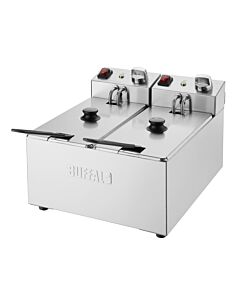 Buffalo Dubbel Tank Dubbele Mand 2X3Ltr Aanrecht Friteuse 2X2Kw