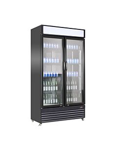 KOELKAST 2 GLASDEUREN BEZ-780 GD ZWART, Combisteel, 7455.1394