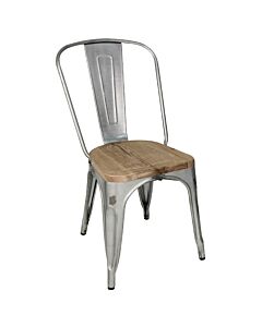 Bolero Bistro gegalvaniseerd stalen stoelen met houten zitting (4 stuks)