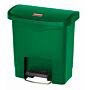 Slim Jim Step On container Front Step kunststof 15 ltr, Rubbermaid, model: VB 224252, groen