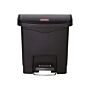 Slim Jim Step On container Front Step kunststof 15 ltr, Rubbermaid, model: VB 224528, zwart