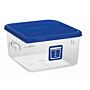 Vierkante container 3,8 liter, Rubbermaid, model: VB 232141, 12 stuks per verpakking, transparant, blauw