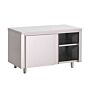 Werkbank Gastro M, RVS, tussenschap, schuifdeuren,  100(b)x85(h)x70(d)