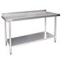 RVS Werktafel Vogue, onderblad, achteropstand, 150(b)x60(d)x90(h)cm