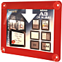 Raamdisplay posterframe Securit, A3, Rood