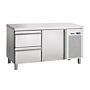 Koelwerkbank Bartscher, spatrand, 1 deur/2 lades, 134(b)x85(h)x70(d), 230V/350W