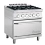Gasfornuis Bartscher, 4 pits met elektrische oven GN2/1, 80(b)x85/90(h)x70(d)cm, 400V/5,4kW, gas: 18.2kW